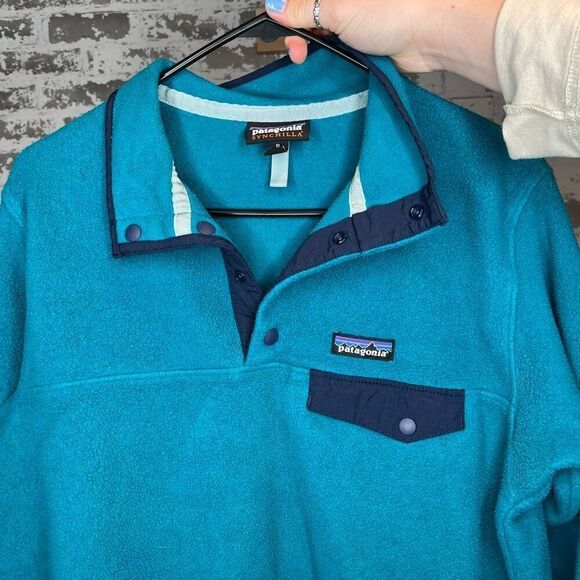 Patagonia | women blue pullover synchilla snap buttons - Picture 1 of 9